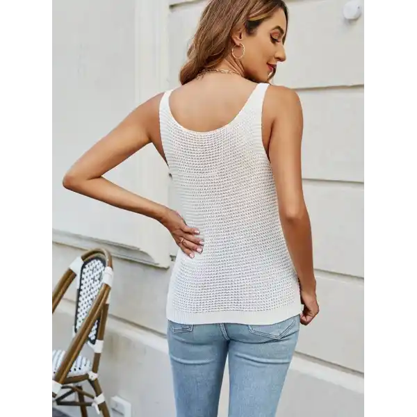 Kadın Kolsuz U Yaka Askılı Triko Bluz