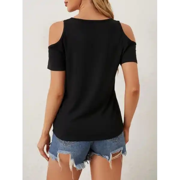 Kadın Omuzlardan Açık V Yakalı Viskon Bluz