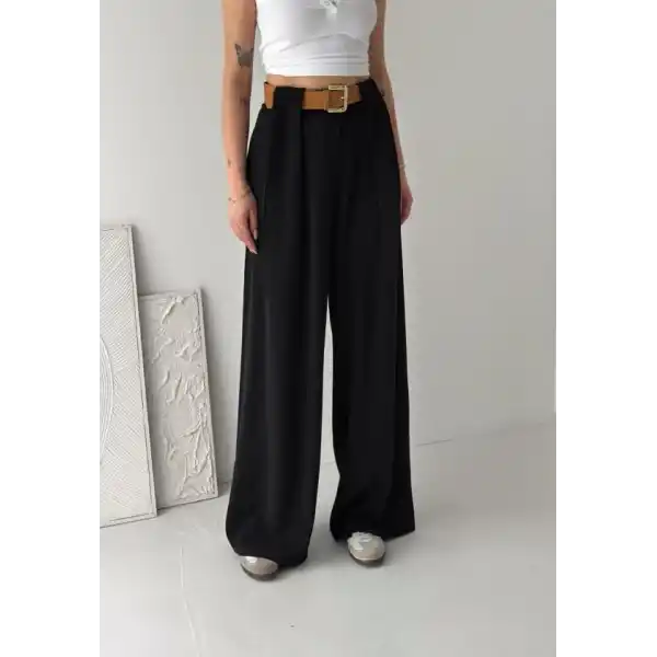 Kadın Pileli Kemerli Pantolon