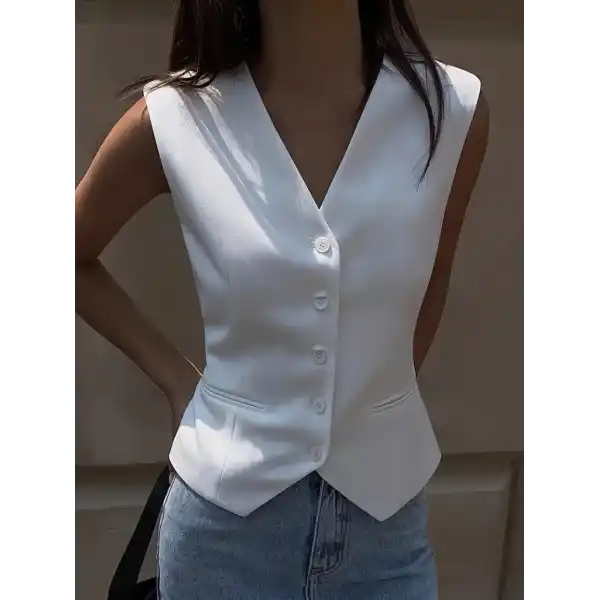 Kadın Sıfır Kollu önden Düğmeli Atlas Yelek