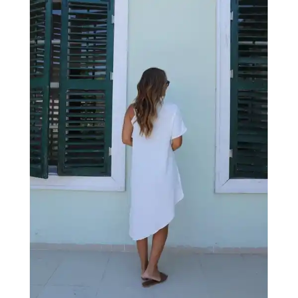 Kadın Tek Omuzu Açık Askılı Asimetrik Kesim Detaylı Bluz