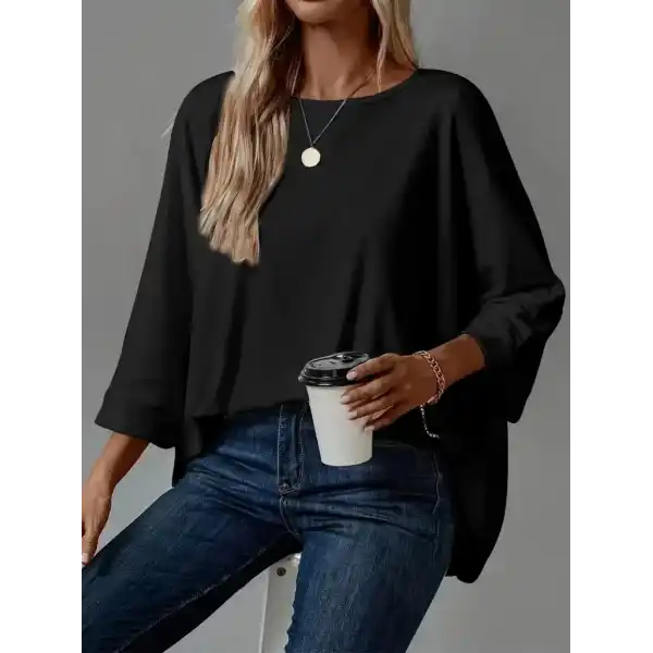 Kadın Truvakar Kollu Bisiklet Yaka Viskon Bluz