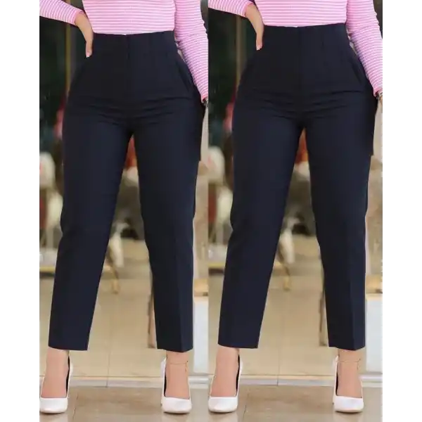 Kadın üste Oturan Paçası Bilek üzerinde Biten Krep Kumaş Kumaş Pantolon 36 (S) - 50 (5XL)