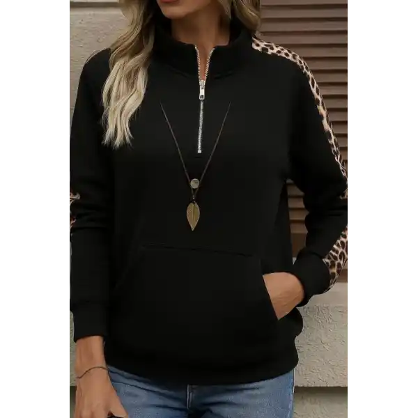 Kadın Uzun Kollu Balıkçı Yaka önden Fermuarlı Polar Bluz