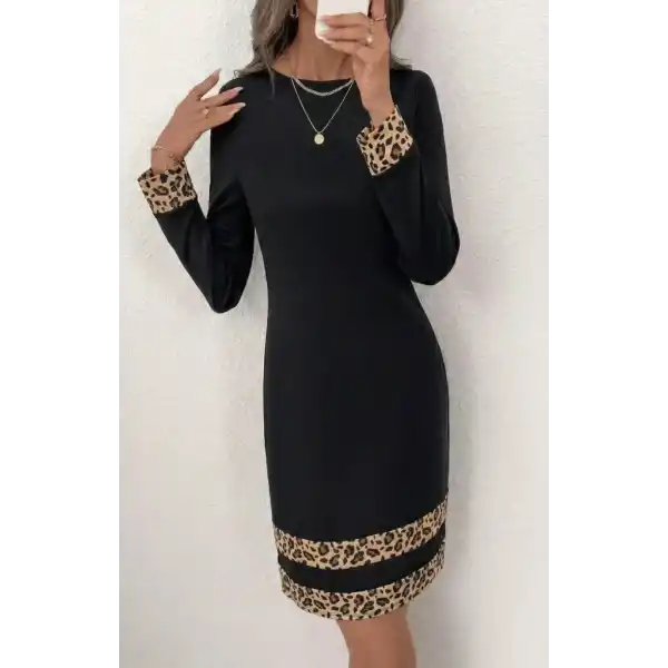 Kadın Uzun Kollu Bisiklet Yaka Mini Ithal Krep Elbise