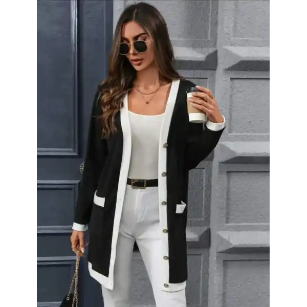 Kadın Uzun Kollu Cepli önden Düğmeli Uzun Modal Ceket Hırka