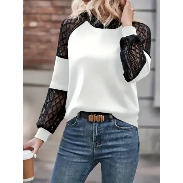 Kadın Uzun Kollu Dantelli Kapşonlu Viskon Iki Iplik Bluz