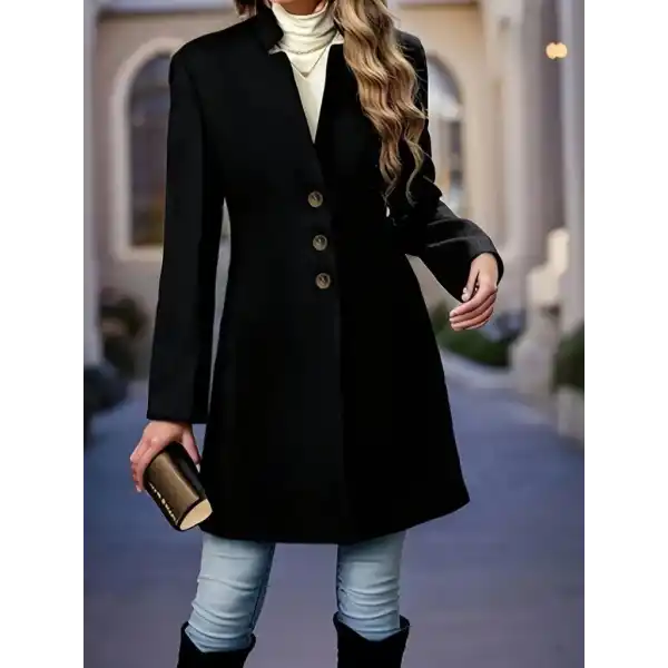 Kadın Uzun Kollu Hakim Yakalı önden Düğmeli Ithal Kaşe Astarsız Kısa Kaban