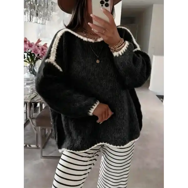 Kadın Uzun Kollu Kayık Yaka Triko Bluz