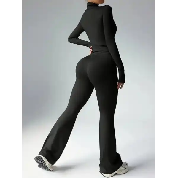 Kadın Uzun Kollu önden Fermuarlı Kısa Dalgıç Bluz Ve Pantolon Ikili Takım