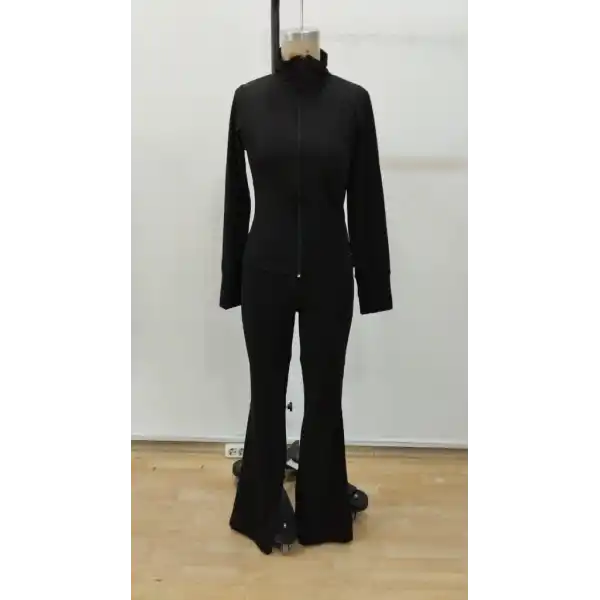 Kadın Uzun Kollu önden Fermuarlı Kısa Dalgıç Bluz Ve Pantolon Ikili Takım