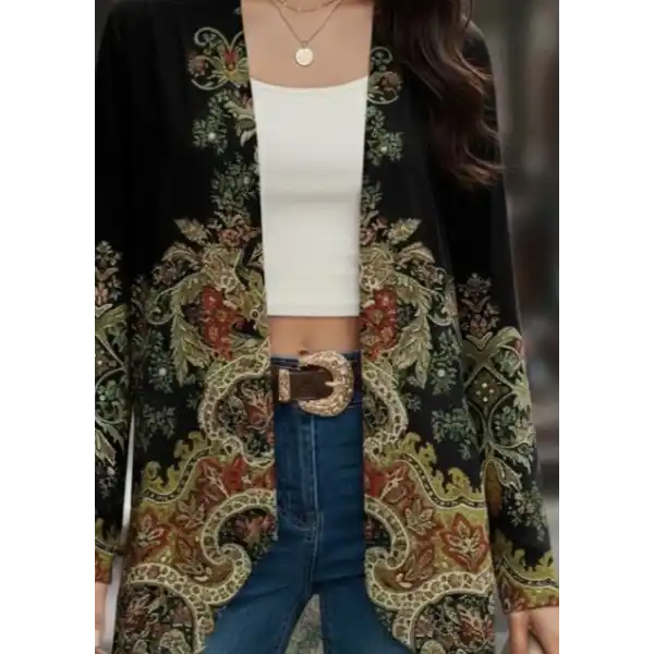 Kadın Uzun Kollu önü Açık Desenli şardonlu Dalgıç Ceket