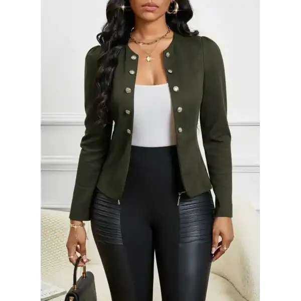 Kadın Uzun Kollu önü Açık Düğmeli Kısa Süet Ceket