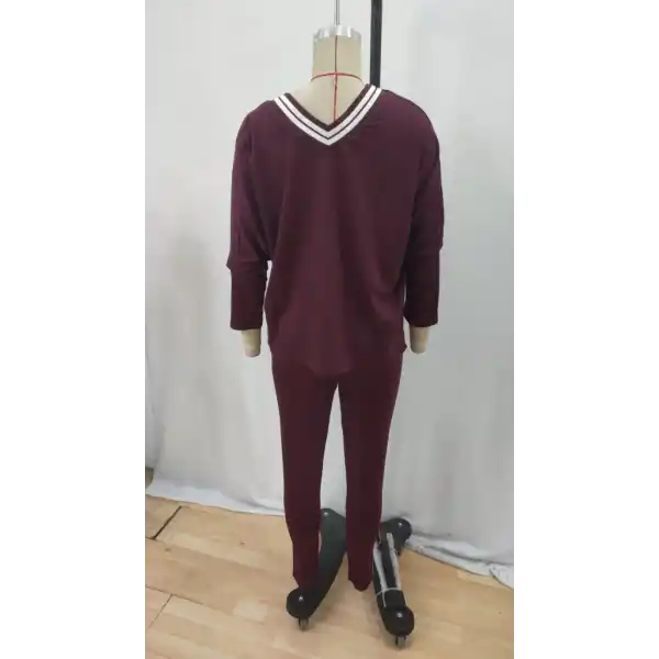 Kadın Uzun Kollu Tek Omuzu Açık Detaylı Viskon Iki Iplik Bluz Ve Pantolon Ikili Takım