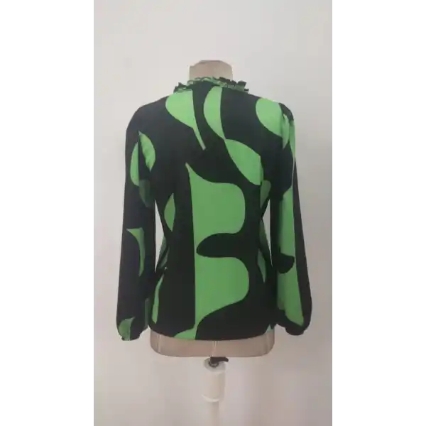 Kadın Uzun Kollu V Yakalı Desenli Modal Bluz