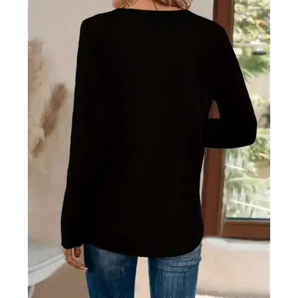 Kadın Uzun Kollu V Payet Yakalı Viskon Bluz