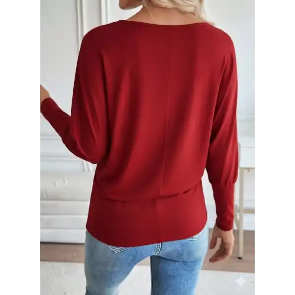 Kadın Uzun Kollu Yuvarlak Yaka Incili Viskon Bluz