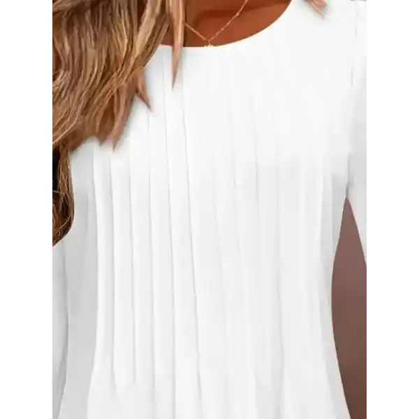 Kadın Uzun Kollu Yuvarlak Yaka Nervürlü Bluz