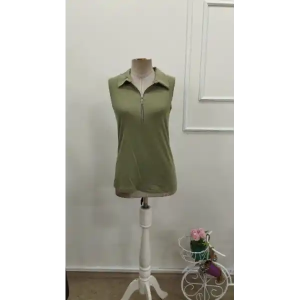 Kadın Yakalı önü Fermuarlı Bürümcük Bluz