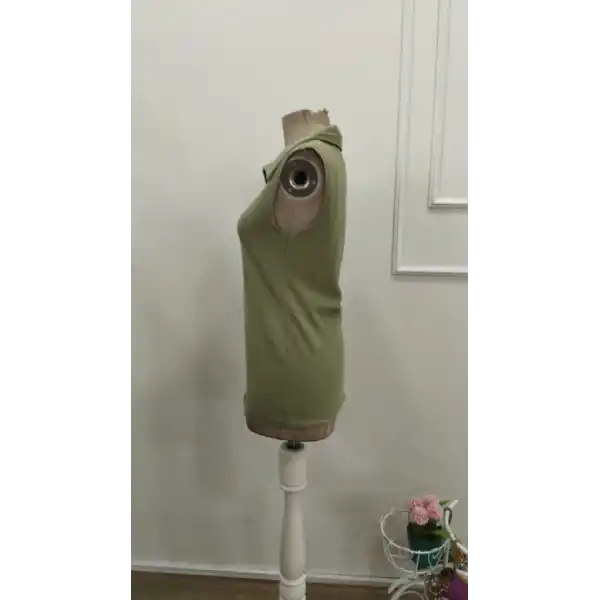 Kadın Yakalı önü Fermuarlı Bürümcük Bluz