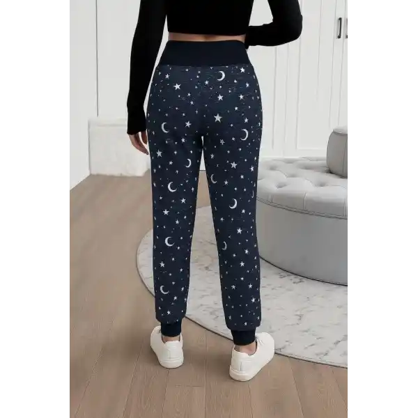 Kadın Yüksek Bel Bağcıklı Desenli Iki Iplik Pantolon