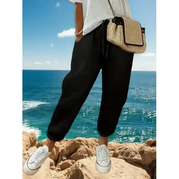 Kadın Yüksek Bel Lastikli Belde Bağcık Detaylı Aerobin Pantolon