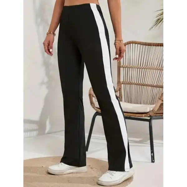 Kadın Yüksek Bel Yan şerit Detaylı Yırtmaçlı Viskon Iki Iplik Pantolon