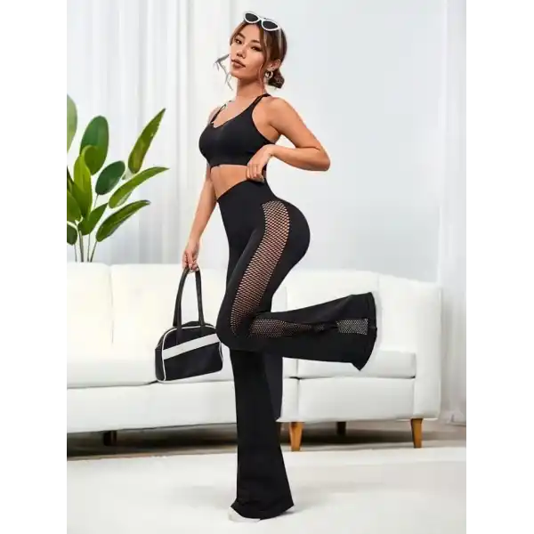 Kadın Yüksek Bel Yandan File Görünümlü Dalgıç Tayt