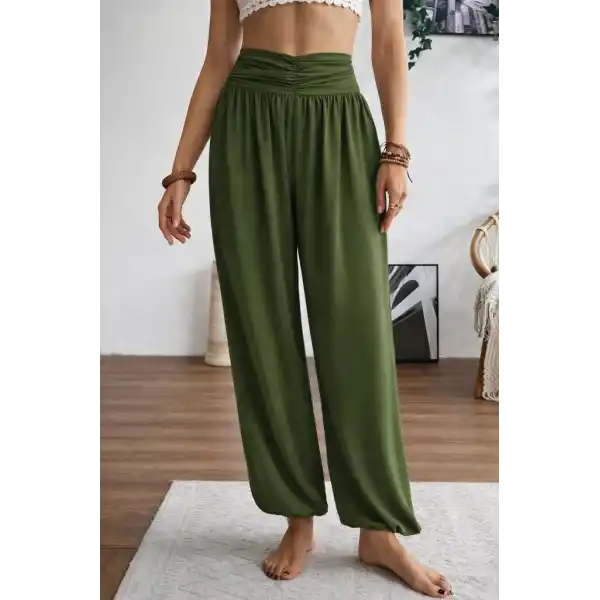 Kadın Yüksel Bel Yoğun Büzgü Detaylı Aerobin Pantolon