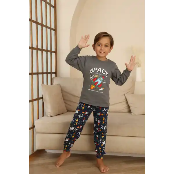 Kapitex 7114 Erkek Çocuk Uzun Kol Pijama Takımı