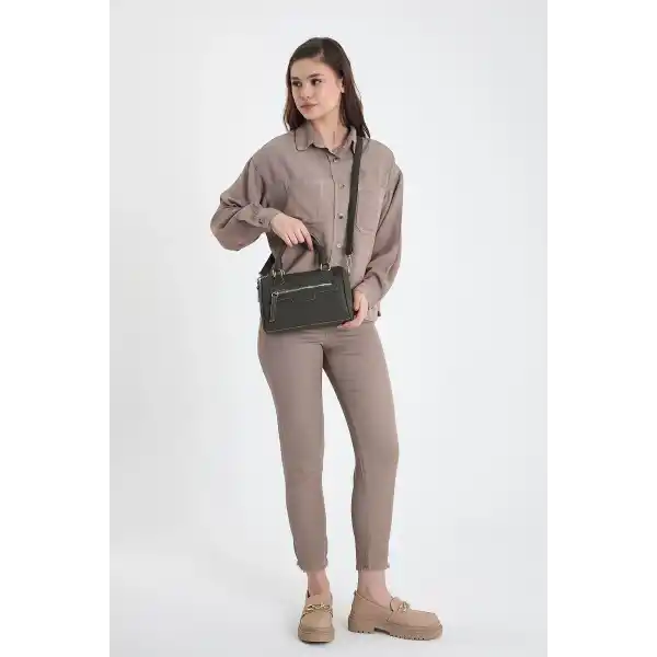 Lorena Haki Çok Gözlü Kadın El Çantası