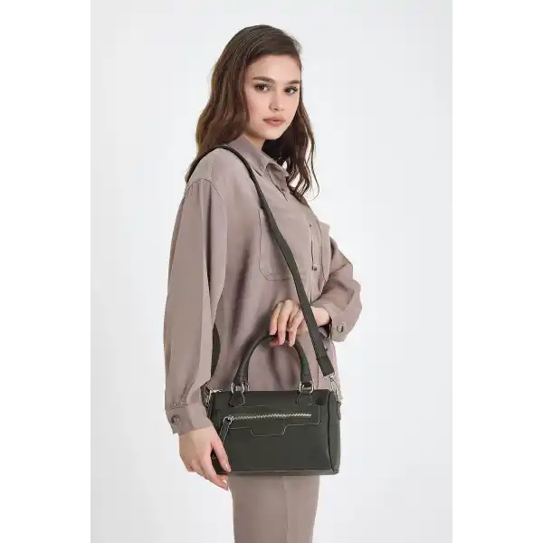 Lorena Haki Çok Gözlü Kadın El Çantası