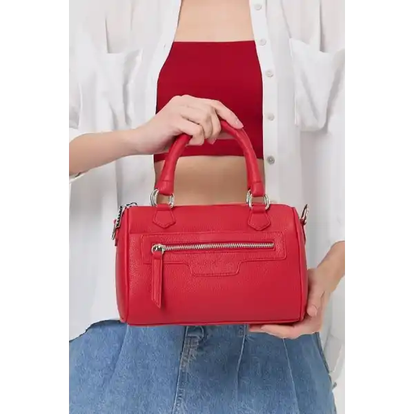 Lorena Kırmızı Çok Gözlü Kadın El Çantası