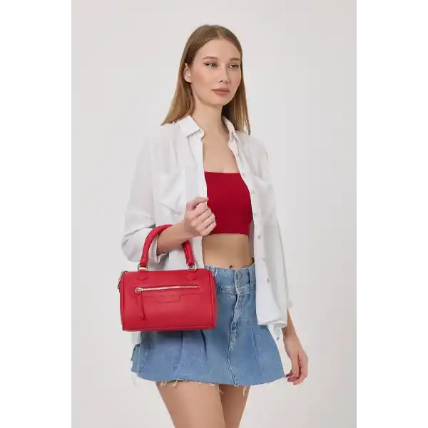 Lorena Kırmızı Çok Gözlü Kadın El Çantası
