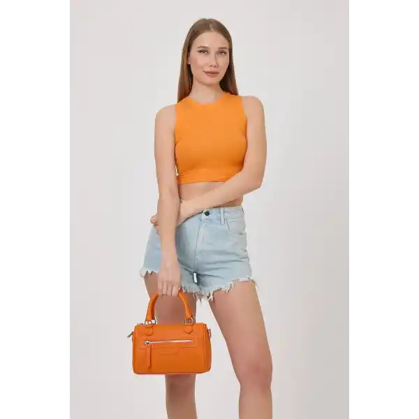 Lorena Turuncu Çok Gözlü Kadın El Çantası