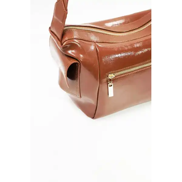 Martina Taba Kırışık Mat Rugan Kadın Omuz Ve Çapraz Çantası