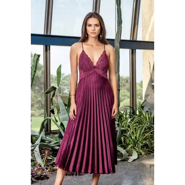 Nurteks Kadın Uzun Saten Gecelik