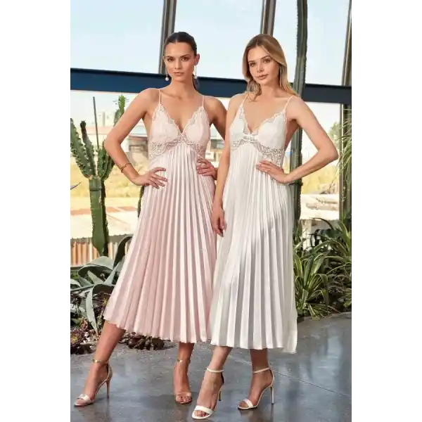 Nurteks Kadın Uzun Saten Gecelik