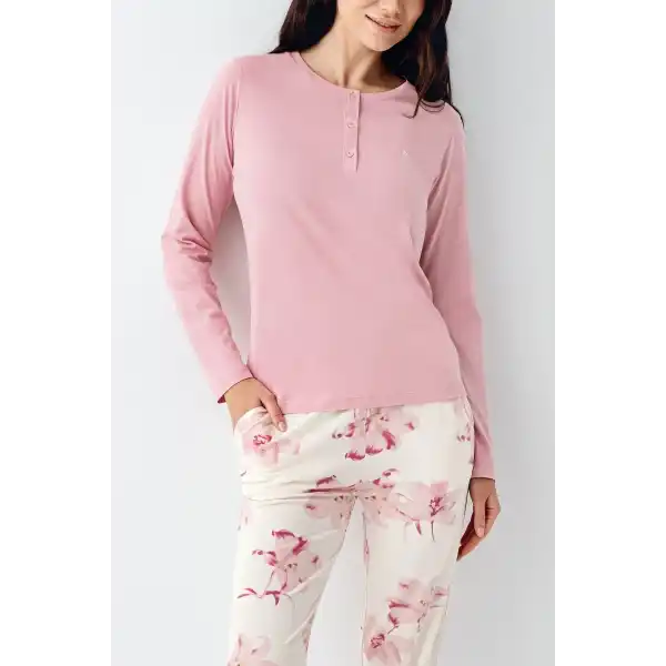 Pierre Cardin 9055-X Kadın Battal Uzun Kol Pijama Takım