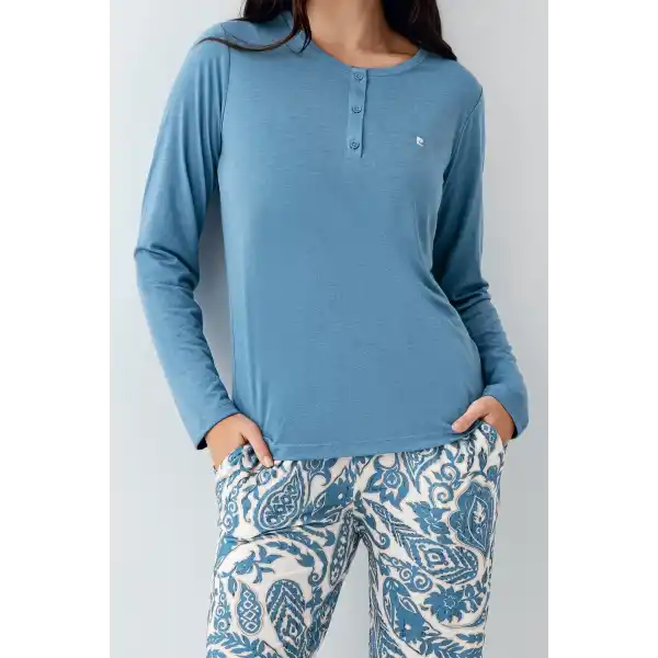 Pierre Cardin 9075-S Kadın Uzun Kol Pijama Takım