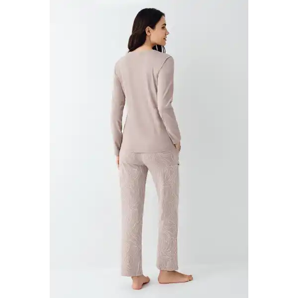 Pierre Cardin 9097-X Kadın Battal Uzun Kol Pijama Takım