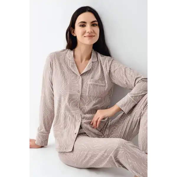 Pierre Cardin 9098-S Kadın Uzun Kol Pijama Takımı
