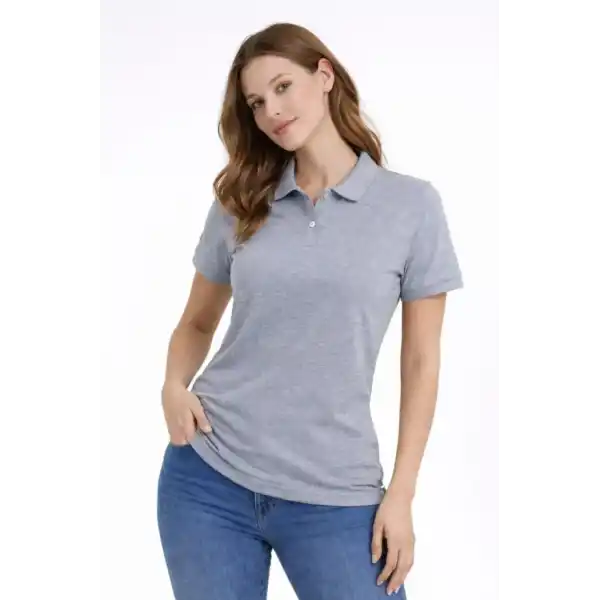 Pike Kumaş Düğmeli Yaka Regular Rahat Günlük Kısa Kol Tişört T-shirt - Gri