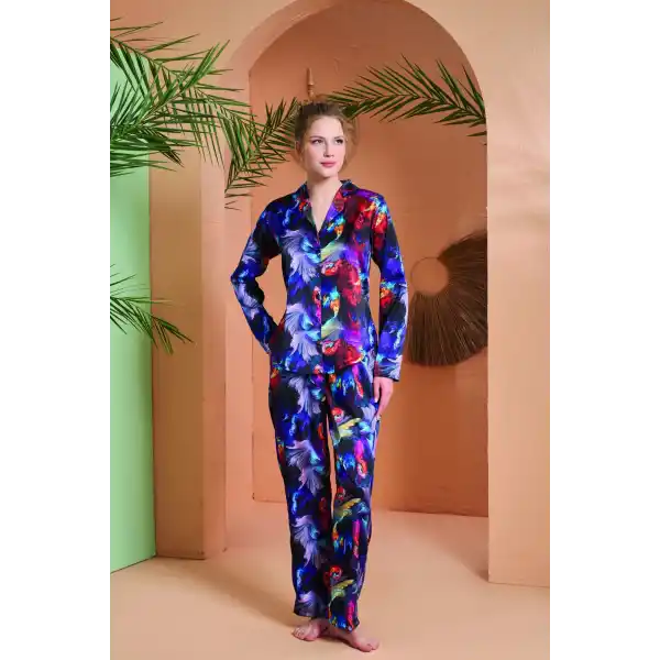 PJS 27079 Kadın Düğmeli Pijama Takımı
