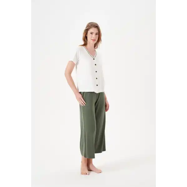 PJS 29022 Kadın Düğmeli Pijama Takım