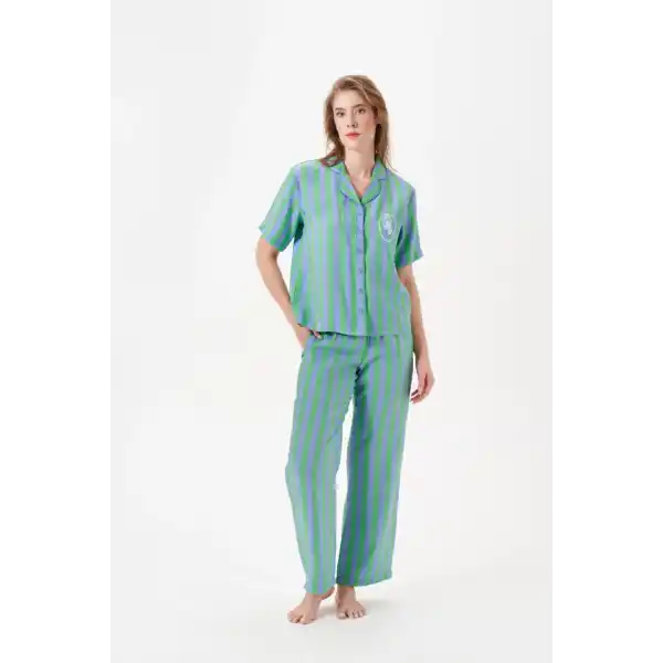 PJS 29043 Kadın Düğmeli Pijama Takımı