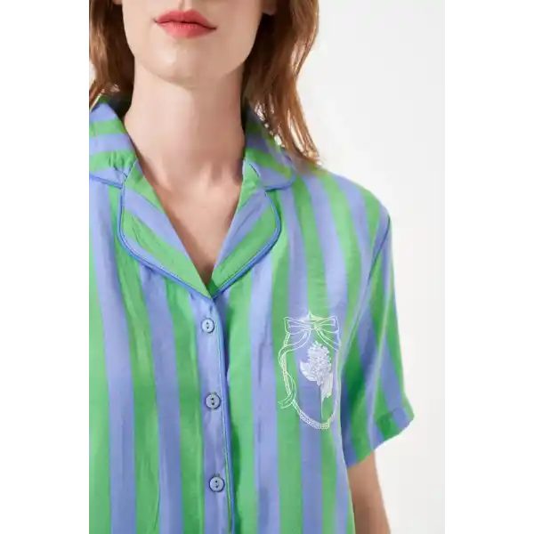 PJS 29043 Kadın Düğmeli Pijama Takımı