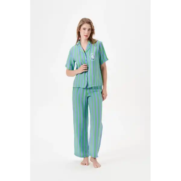 PJS 29043 Kadın Düğmeli Pijama Takımı