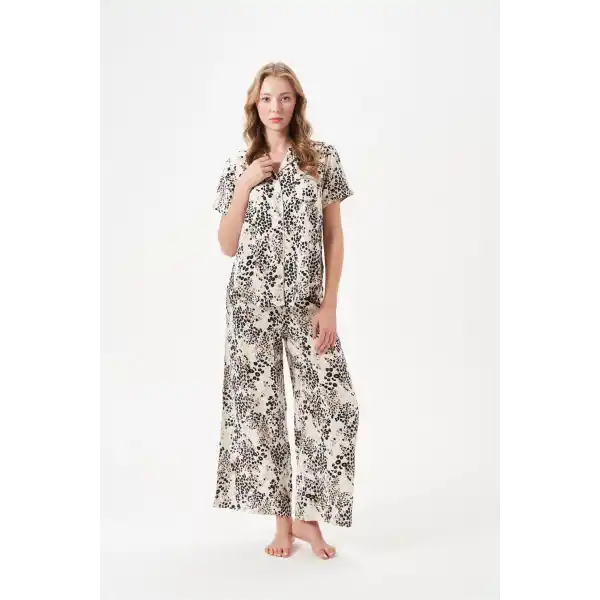 PJS 29049 Kadın Düğmeli Pijama Takım
