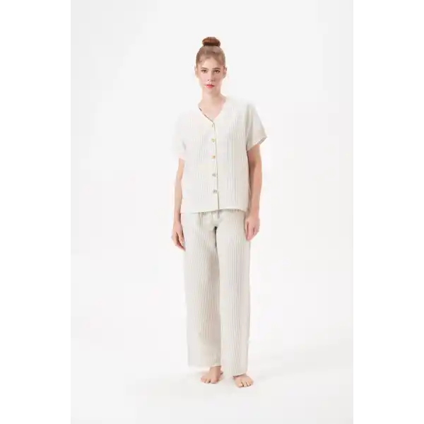PJS 29098 Kadın Düğmeli Pijama Takım